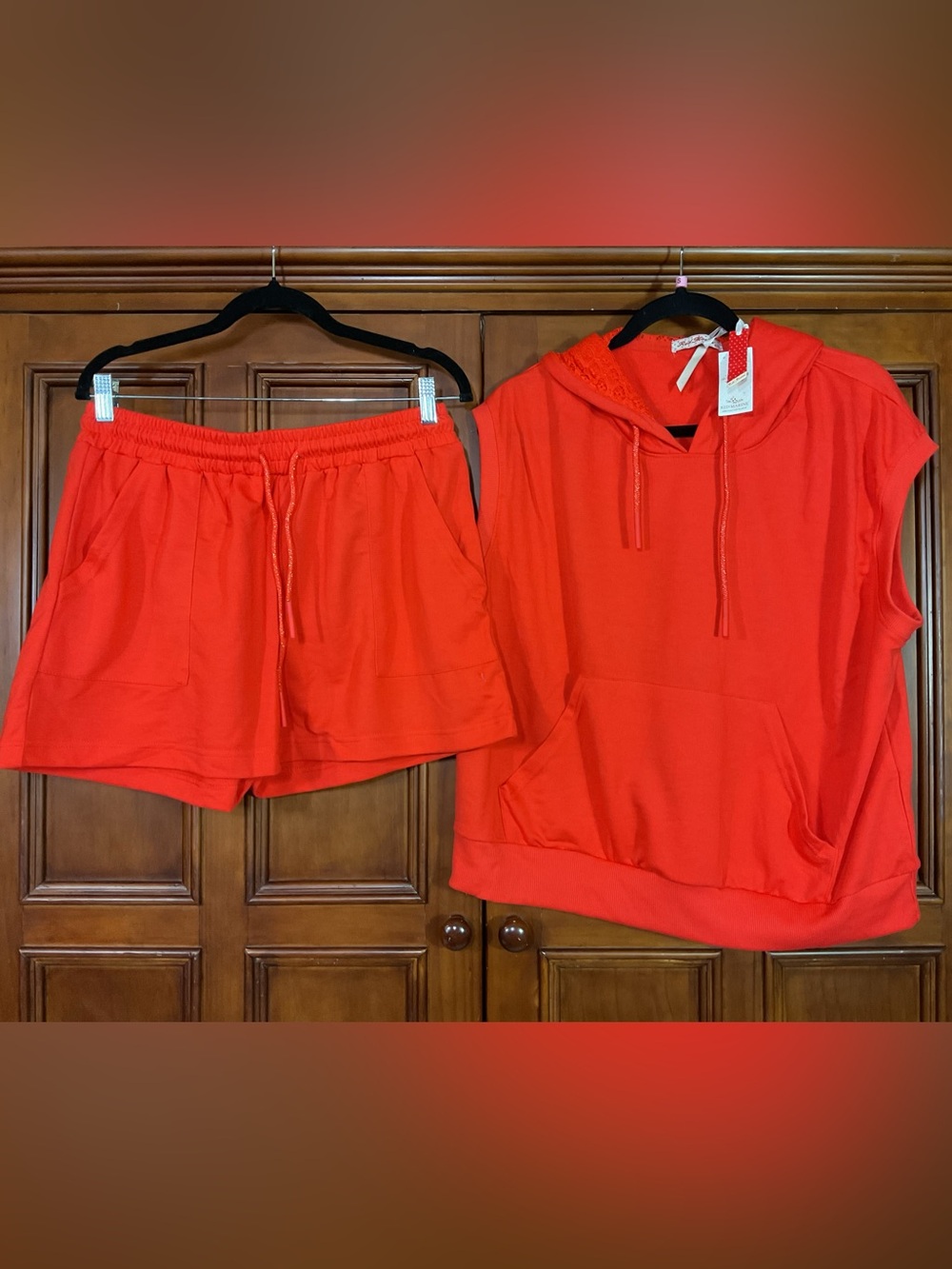 Red Marine Sleeveless Hoodie And Shorts Set Size XL Amsterdam Blauw Womenβs Lace